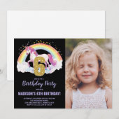 Rainbow Unicorn Geburtstag Einladungen Foto (Vorne/Hinten)