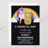 Rainbow Unicorn Geburtstag Einladungen Glitzer (Vorne/Hinten)