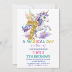 Rainbow Unicorn Geburtstagseinladungen Fly Einladung
