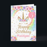 Rainbow Unicorn Geburtstagskarte Karte<br><div class="desc">Say Happy Birthday mit unserer personalisierten Rainbow Birthday Card</div>