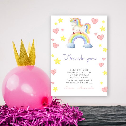 Rainbow Unicorn Geburtstagsparty danke