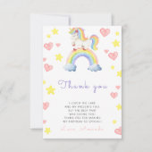 Rainbow Unicorn Geburtstagsparty danke (Vorderseite)