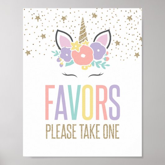 Rainbow Unicorn Geburtstagsparty favorisiert Signa Poster (Vorne)