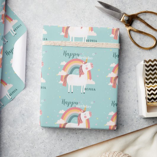 Rainbow Unicorn Geschenkpapier