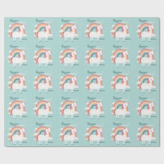 Rainbow Unicorn Geschenkpapier (Flach)