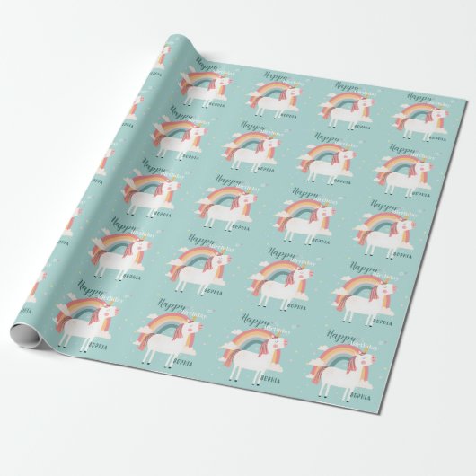 Rainbow Unicorn Geschenkpapier (Ungerollt)