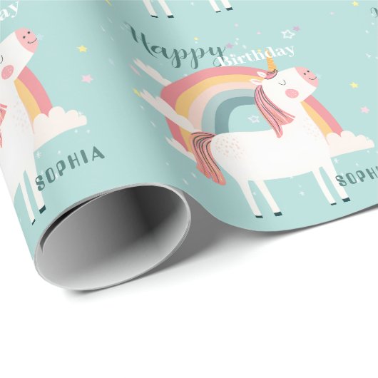Rainbow Unicorn Geschenkpapier (Rolleneckpunkt)