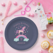 Rainbow Unicorn Girl Birthday Party Paper Plate Pappteller (Party)