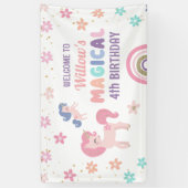 Rainbow Unicorn Girl Birthday Party Vinyl Banner (Vertikal)