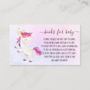 Rainbow Unicorn Girl Book Request for Baby Shower Begleitkarte