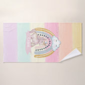 🦄 Rainbow Unicorn Girl Individuelle Name Badehandtuch (Badehandtuch)