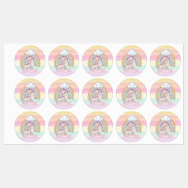 🦄 Rainbow Unicorn Girl Individuelle Name Etiketten