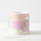 🦄 Rainbow Unicorn Girl Individuelle Name Kaffeetasse (Vorderseite Links)