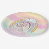 🦄 Rainbow Unicorn Girl Individuelle Name     Pappteller (Schrägansicht)