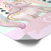 🦄 Rainbow Unicorn Girl Individuelle Name Poster (Ecke)