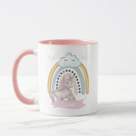 🦄 Rainbow Unicorn Girl Individuelle Name Tasse