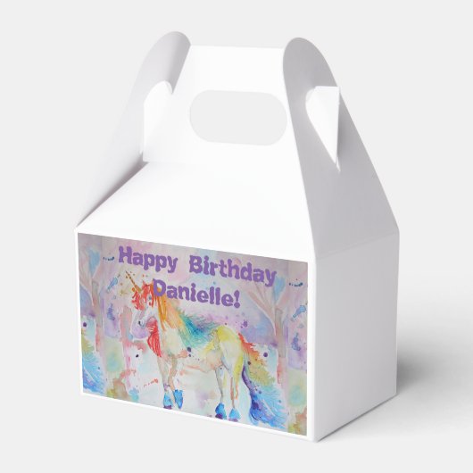 Rainbow Unicorn Girls Birthday Cake Favor Box Geschenkschachtel (Vorderseite)