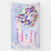 Rainbow Unicorn Girl's Birthday Party Personalized Banner (Vertikal)