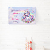 Rainbow Unicorn Girl's Birthday Party Personalized Banner (InSitu)