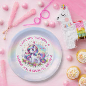 Rainbow Unicorn Girl's Birthday Party Personalized Pappteller (Party)