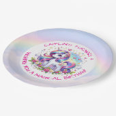 Rainbow Unicorn Girl's Birthday Party Personalized Pappteller (Schrägansicht)
