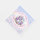 Rainbow Unicorn Girl's Birthday Party Personalized Serviette (Ecke)