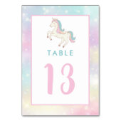 Rainbow Unicorn Girls Geburtstagsparty Tischnummer (Rückseite)