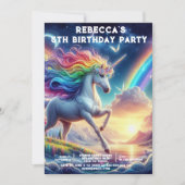 Rainbow Unicorn Girly Birthday Party Einladungen (Vorderseite)