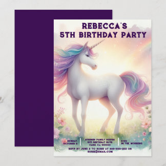 Rainbow Unicorn Girly Birthday Party Invitations Einladung