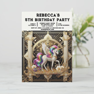 Rainbow Unicorn Girly Birthday Party Invitations Einladung