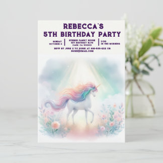 Rainbow Unicorn Girly Birthday Party Invitations Einladung