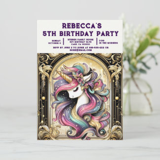 Rainbow Unicorn Girly Birthday Party Invitations Einladung