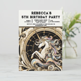 Rainbow Unicorn Girly Birthday Party Invitations Einladung