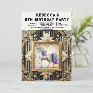 Rainbow Unicorn Girly Birthday Party Invitations Einladung