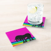 Rainbow Unicorn Glasuntersetzer (Schrägansicht)