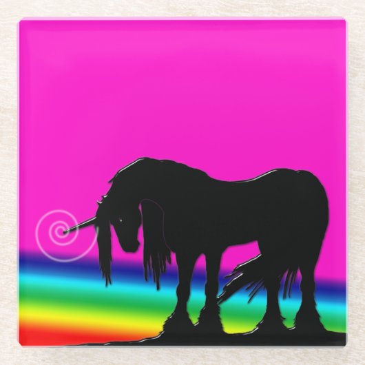 Rainbow Unicorn Glasuntersetzer (Vorderseite)