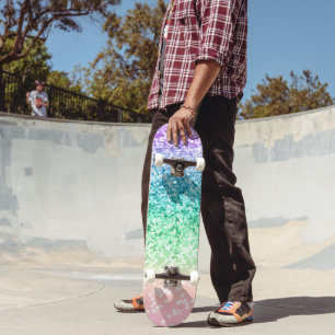 Rainbow Unicorn Glitzer 4 Skateboard