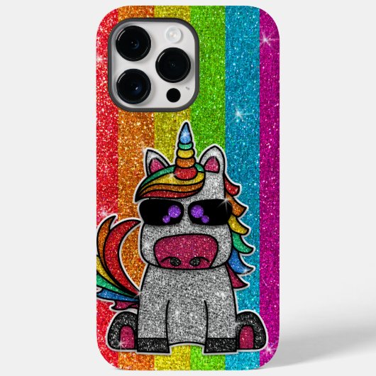 Rainbow Unicorn Glitzer Funkelnd Gold Glitzern Case-Mate iPhone Hülle (Rückseite)