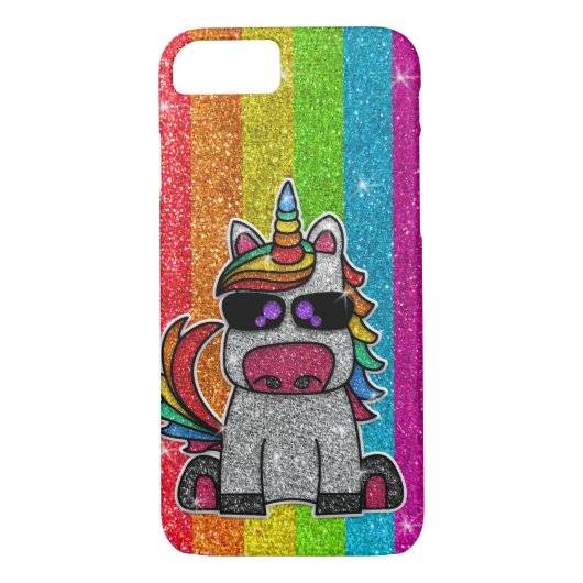 Rainbow Unicorn Glitzer Funkelnd Gold Glitzern Case-Mate iPhone Hülle (Rückseite)