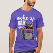 Rainbow Unicorn Glitzer Funny Weckte wieder schwul T-Shirt (Vorderseite)