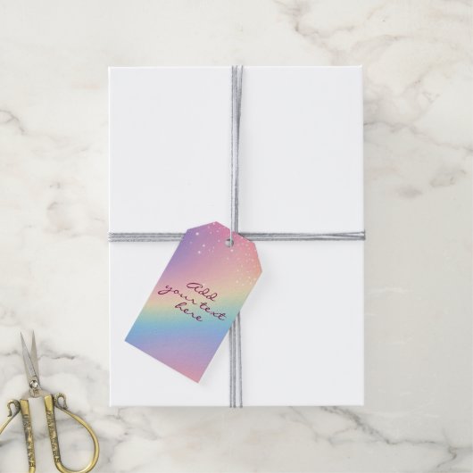 Rainbow Unicorn Glitzer Geschenkanhänger (Mit Garn)
