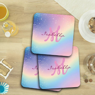 Rainbow Unicorn Glitzer Getränkeuntersetzer