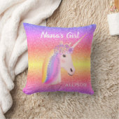 Rainbow Unicorn Glitzer Nanas Girl Personalisiert Kissen (Decke)