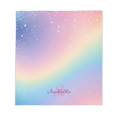 Rainbow Unicorn Glitzer Notizblock (Vorderseite)