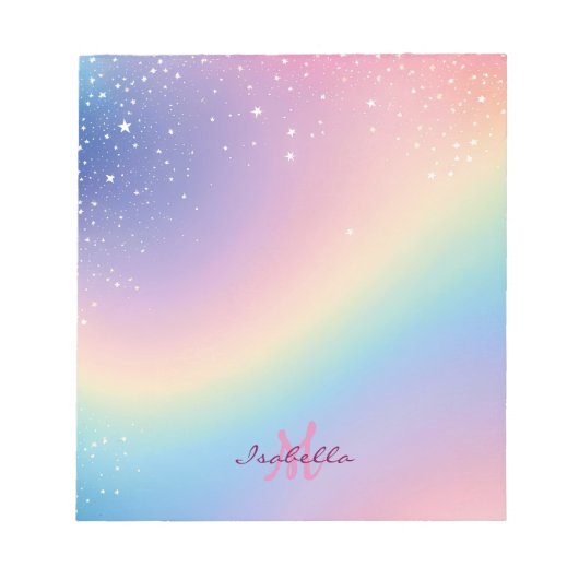 Rainbow Unicorn Glitzer Notizblock (Vorderseite)