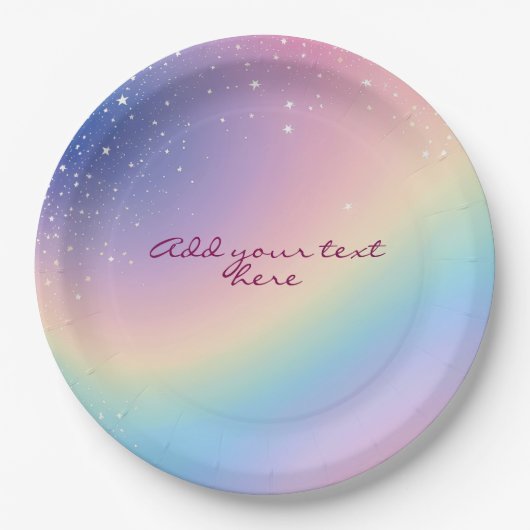 Rainbow Unicorn Glitzer Pappteller (Vorderseite)