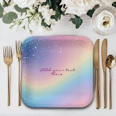 Rainbow Unicorn Glitzer Pappteller