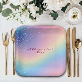 Rainbow Unicorn Glitzer Pappteller