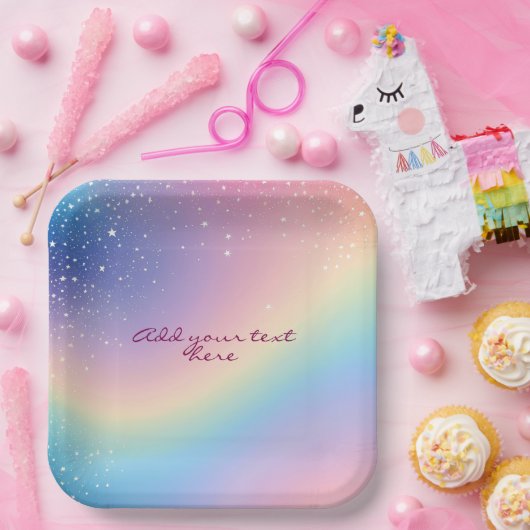 Rainbow Unicorn Glitzer Pappteller (Party)