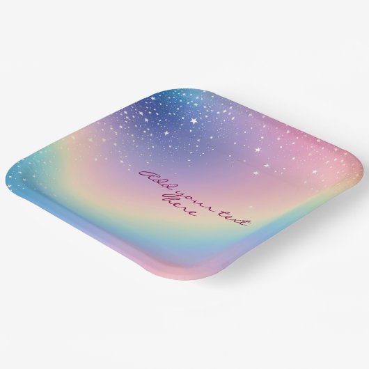 Rainbow Unicorn Glitzer Pappteller (Gewinkelt)